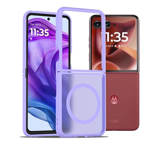 teroxa Schutzhülle für Motorola Razr 60 Ultra, kompatibel mit MagSafe kabellosem Ladegerät, Klapphülle, schmale Passform, dünn, leicht, flexible TPU-Verbindung verhindert Ablösen (lila) von teroxa