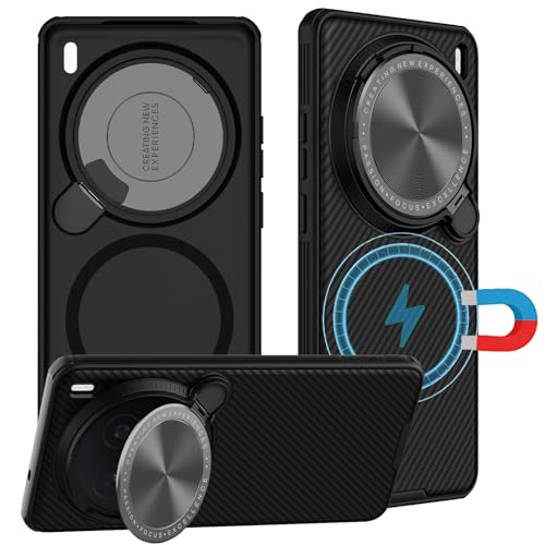 teroxa Schutzhülle für Vivo X200 Pro, Kameralinse, Privatsphäre, klappbarer Ständer, TPU-Stoßstange, PC-Rückabdeckung, kompatibel mit MagSafe-Ecken, stoßfest (Schwarz) von teroxa
