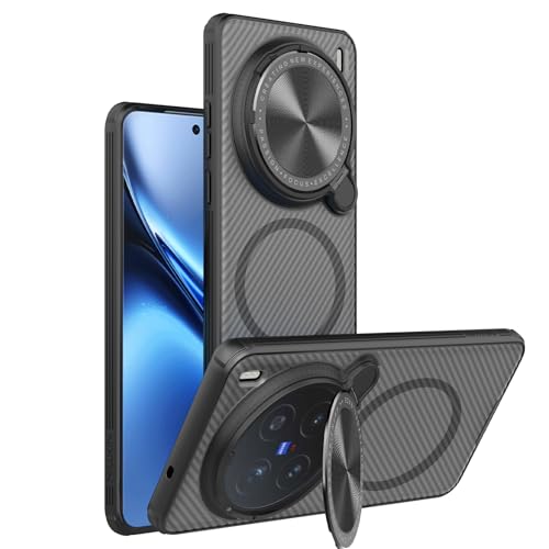 teroxa Schutzhülle für Vivo X200 Pro, Kameralinse, Sichtschutz, klappbarer Ständer, TPU-Stoßstange, PC-Rückabdeckung, kompatibel mit MagSafe-Ecken, stoßfest (lichtdurchlässig) von teroxa