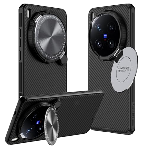 teroxa Schutzhülle für Vivo X200 Ultra, Kameralinse, Sichtschutz, klappbarer Ständer, weicher TPU-Stoßdämpfer, harte PC-Rückseite, Ecken, stoßfest, Airbag (schwarz) von teroxa