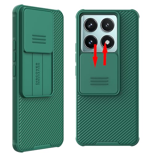 teroxa Schutzhülle für Xiaomi Mi 14T mit Kameraabdeckung, Ecken, Airbag, stoßfest, schützende Schiebeabdeckung, Objektivschutz, Xiao Mi 14 T (Grün) von teroxa