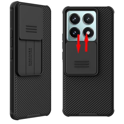 teroxa Schutzhülle für Xiaomi Mi 14T mit Kameraabdeckung, Ecken, Airbag, stoßfest, schützende Schiebeabdeckung, Objektivschutz, Xiao Mi 14 T (Schwarz) von teroxa