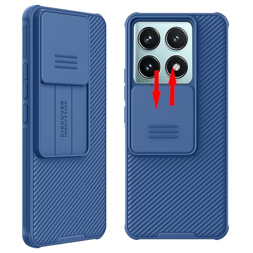 teroxa Schutzhülle für Xiaomi Mi 14T mit Kameraabdeckung, Ecken, Airbag, stoßfest, schützende Schiebeabdeckung, Objektivschutz, Xiao Mi 14 T (blau) von teroxa