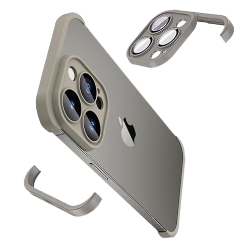 teroxa Schutzhülle für iPhone 16 Pro, Kameralinsenschutz, Eckkantenpolster, ohne Rahmen, kompatibel mit MagSafe, kabelloses Laden, rückenfrei, rahmenlos, weiches TPU, stoßfest (Titangrau) von teroxa