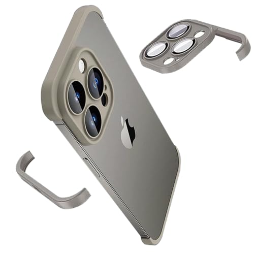 teroxa Schutzhülle für iPhone 16 Pro Max, Kameralinsenschutz, Eckkantenpolster, kein Rahmen, TPU-Abdeckung, kompatibel mit MagSafe kabellosem Laden, rückenfrei, rahmenlos, Wärmeableitung (Titangrau) von teroxa
