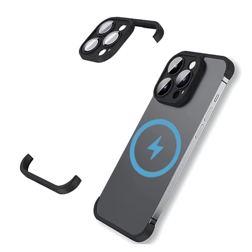 teroxa Schutzhülle für iPhone 16 Pro Max, Kameralinsenschutz, Eckkantenpolster, kein Rahmen, TPU-Abdeckung, kompatibel mit MagSafe kabelloses Laden, rückenfrei, rahmenlos, Wärmeableitung (schwarz) von teroxa
