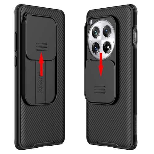 teroxa Schutzhülle kompatibel mit Oneplus 12, Schiebeabdeckung, Kameralinse, Sichtschutz, TPU-Stoßdämpfer, harte PC-Rückseite, Oneplus12 (Schwarz) von teroxa