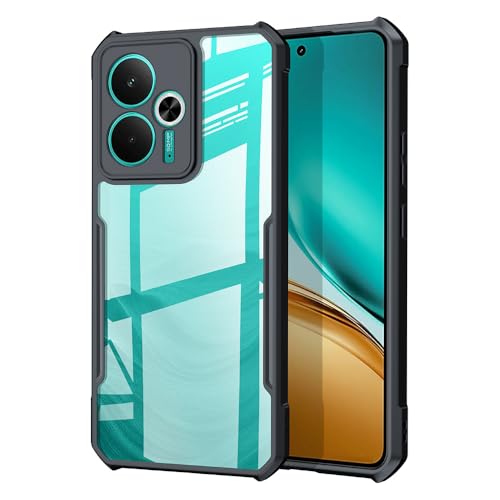 teroxa Schutzhülle kompatibel mit Realme 14T, transparentes Rückendesign, Kameralinsenschutz, Eckairbag, stoßfest, weiche TPU-Stoßdämpfer-Abdeckung (Schwarz) von teroxa