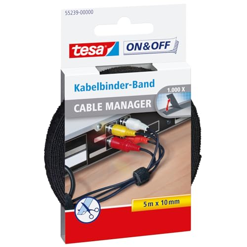 tesa On & Off Cable Manager UNIVERSAL - Klett-Kabelbinder zur Kabelaufbewahrung - bündelt Kabel in Haushalt und Büro - zuschneidbar - 10 mm x 5 m tesa On & Off Cable Manager UNIVERSAL - Klett-Kabelbinder zur Kabelaufbewahrung - bündelt Kabel in Haushalt und Büro - zuschneidbar - 10 mm x 5 m von tesa