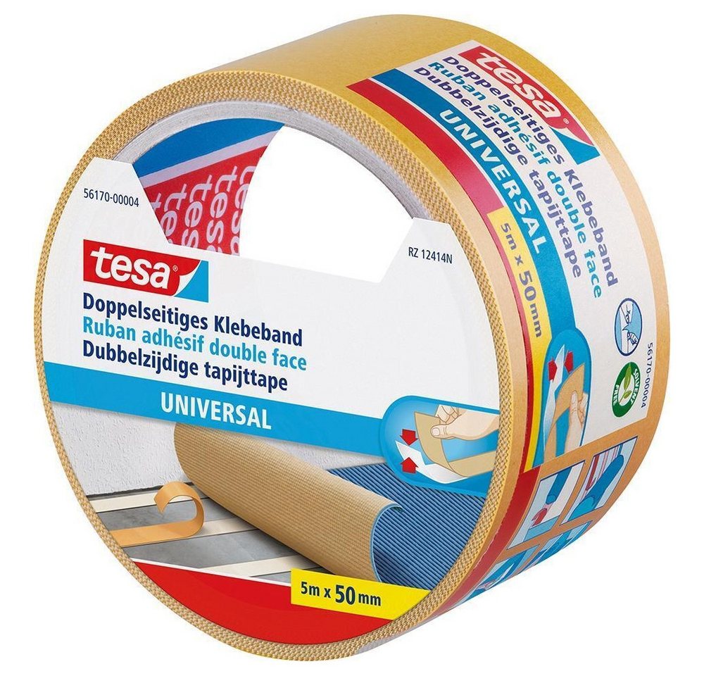 tesa Tesa Doppelseitiges Klebeband 5m 50mm - Klebeband Elektro-Kabel, Hochwertiges doppelseitiges Klebeband von tesa