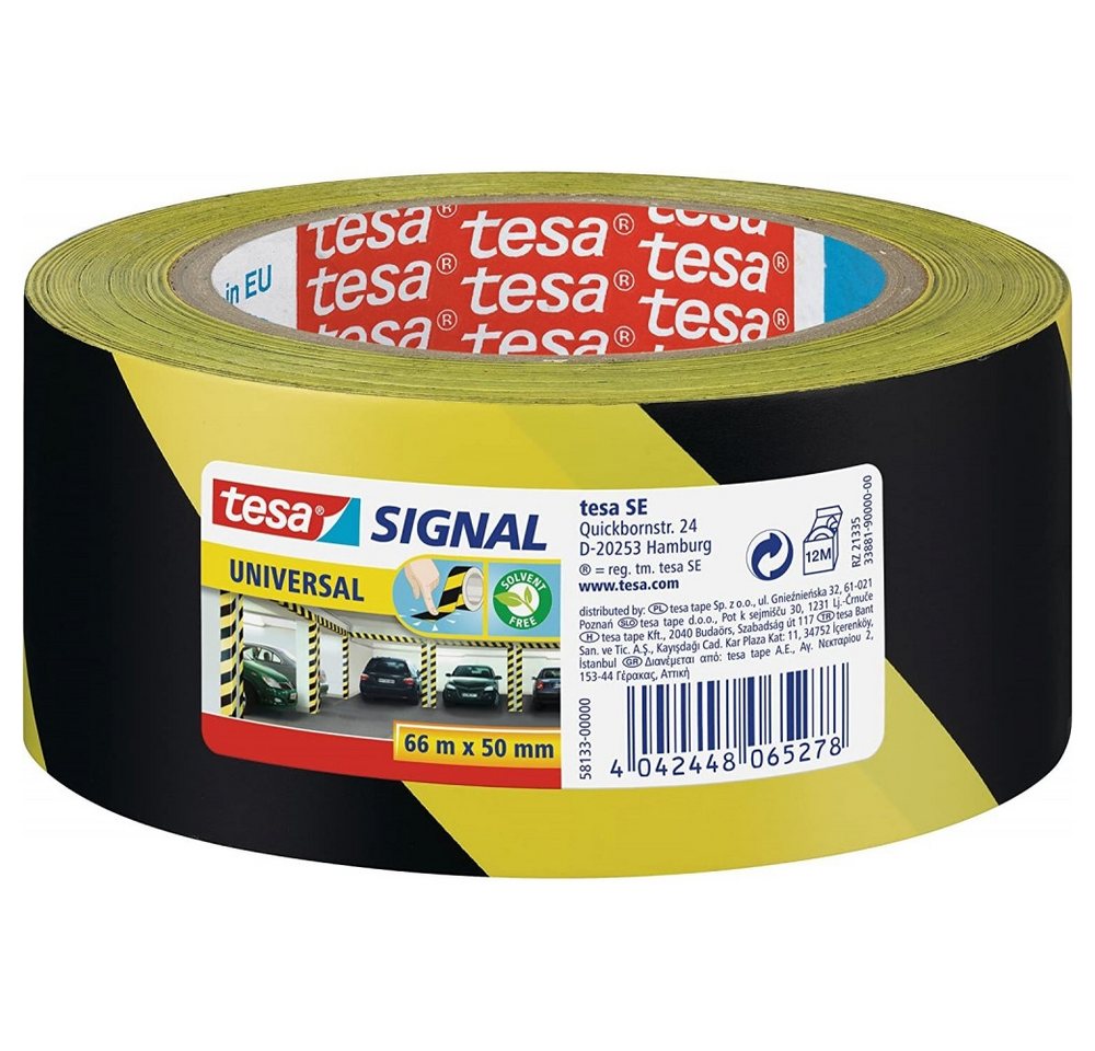 tesa tesa Signal Markierungsklebeband 66m 50mm gelb/schwarz Elektro-Kabel, UV-beständig und langlebig tesa tesa Signal Markierungsklebeband 66m 50mm gelb/schwarz Elektro-Kabel, UV-beständig und langlebig von tesa