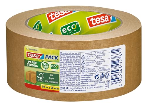 tesapack PAPER ecoLogo Verpackungsklebeband, 50 mm x 50 m von tesa