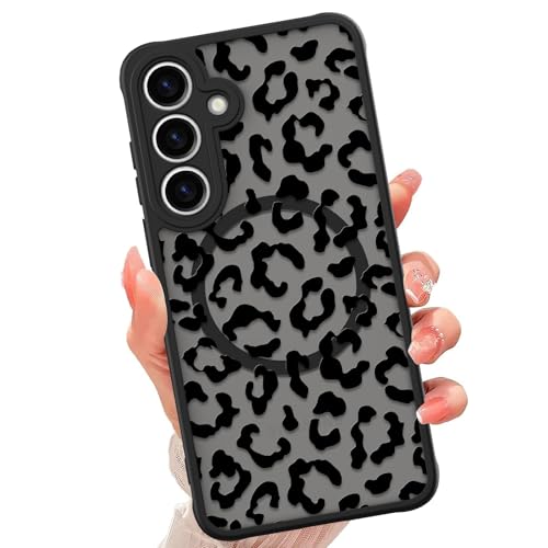 tharlet Kompatibel mit Samsung Galaxy S25 Plus Magnetische Hülle, Leopard, kompatibel mit Magsafe, Geparden-Druck Hülle für Damen, Mädchen, Männer, schlanke, klare matte Rückseite, Schutzhülle von tharlet