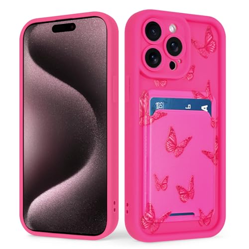 tharlet Kompatibel mit iPhone 15 Pro Max Wallet Case mit Kartenhalter, niedliches Schmetterlingsmuster, weiches TPU, Anti-Kratzer, stoßfest, Brieftaschenhülle für iPhone 15 Pro Max, Hot Pink tharlet Kompatibel mit iPhone 15 Pro Max Wallet Case mit Kartenhalter, niedliches Schmetterlingsmuster, weiches TPU, Anti-Kratzer, stoßfest, Brieftaschenhülle für iPhone 15 Pro Max, Hot Pink von tharlet