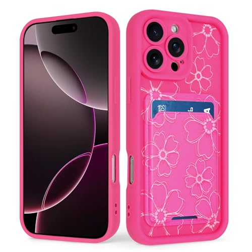 tharlet Kompatibel mit iPhone 16 Pro Max Wallet Case mit Kartenhalter, niedliches Blumenmuster, weiches TPU, Anti-Kratzer, stoßfest, Brieftaschenhülle für iPhone 16 Pro Max, Hot Pink tharlet Kompatibel mit iPhone 16 Pro Max Wallet Case mit Kartenhalter, niedliches Blumenmuster, weiches TPU, Anti-Kratzer, stoßfest, Brieftaschenhülle für iPhone 16 Pro Max, Hot Pink von tharlet