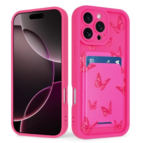 tharlet Kompatibel mit iPhone 16 Pro Max Wallet Case mit Kartenhalter, niedliches Schmetterlingsmuster, weiches TPU, Anti-Kratzer, stoßfest, Brieftaschenhülle für iPhone 16 Pro Max, Hot Pink tharlet Kompatibel mit iPhone 16 Pro Max Wallet Case mit Kartenhalter, niedliches Schmetterlingsmuster, weiches TPU, Anti-Kratzer, stoßfest, Brieftaschenhülle für iPhone 16 Pro Max, Hot Pink von tharlet
