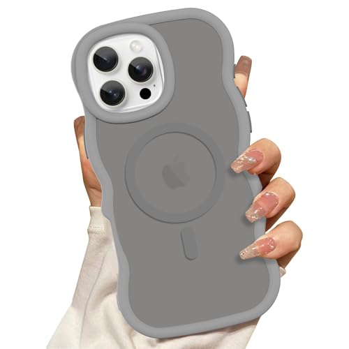 tharlet Magnetische Schutzhülle für iPhone 16 Pro Max [Kompatibel mit Magsafe], lockiger gewellter Rahmen, hart, durchscheinend, matt, transparent, stoßfest, TPU-Stoßdämpfer für iPhone 16 Pro Max von tharlet