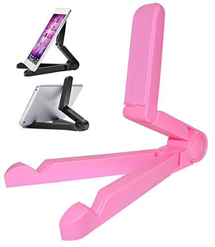 thb Richter Universeller Tablet-Ständer Smartphone-Halterung Handyhalter Faltbar Verstellbar für Smartphone, iPad, Tablet-PC, Kindle E-Reader, E-Book (Gratis-Versand) (Pink) von thb Richter