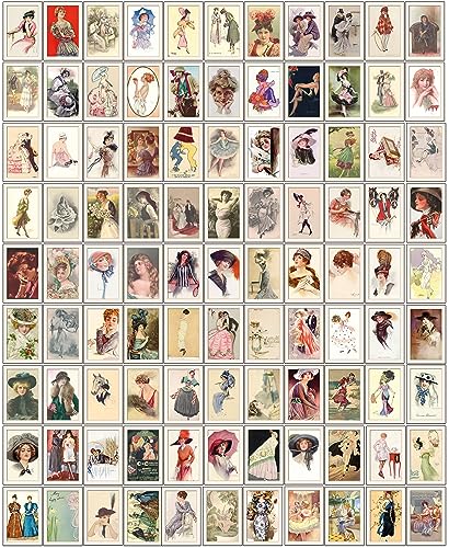 100 Vintage Postkarten - Mode und Frauen Fotokarten - 100 echte, digital überarbeitete Fotos von the lazy panda card company