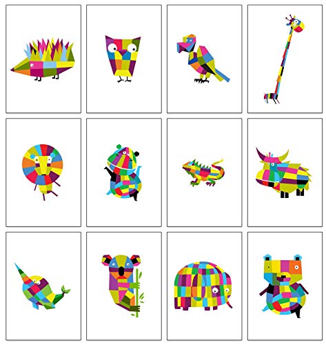 12 farbenfrohe Blankokarten/ Grußkarten mit Tiermotiven für Geburtstage oder allgemeine Anlässe von the lazy panda card company