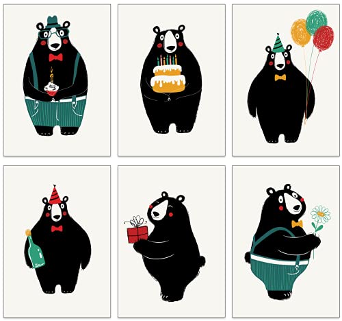 12 x umweltfreundliche Geburtstagskarten aus recyceltem Papier (Bär-Mindest-Set) von the lazy panda card company