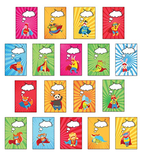 18er Set Super Hero Sprechblasen Belohnungs-Postkarten für Kinder - Ideal für eine individuelle Nachricht oder Belohnungs-Postkarten von the lazy panda card company