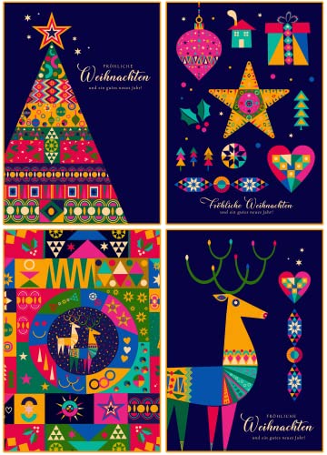 40 x recycelte weihnachtskarten mit umschlag set - modernem Design von the lazy panda card company