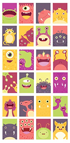 48 umweltfreundliche, leere Monster-Grußkarten aus recycelter Karte mit grünen, blauen und roten recycelten Umschlägen. von the lazy panda card company