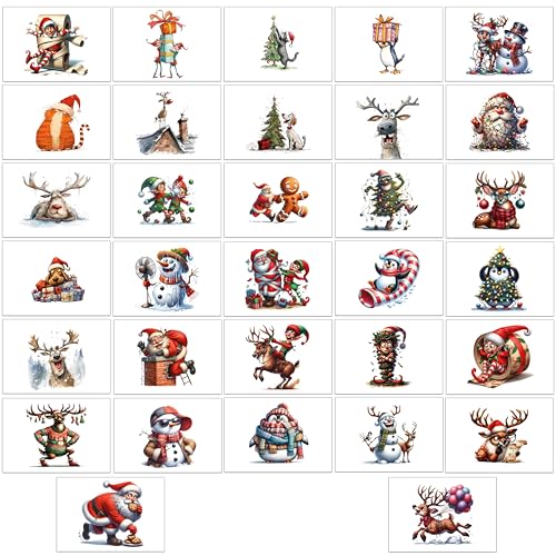 64 Stück lustige Weihnachtspostkarten mit lustigen Zeichnungen auf der Vorderseite - 32 verschiedene Motive 64 Stück lustige Weihnachtspostkarten mit lustigen Zeichnungen auf der Vorderseite - 32 verschiedene Motive von the lazy panda card company