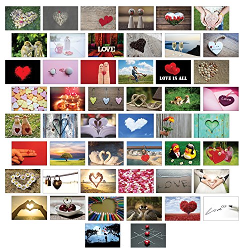 Postkarten Liebe 50 Set, alles verschiedene Motive/Liebe/Herzen/Hochzeit von the lazy panda card company