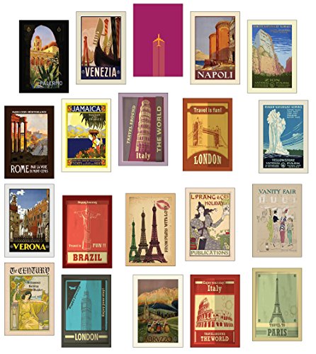 Vintage Reise Postkarten - 20 verschiedene Retro alte Postkarten von the lazy panda card company