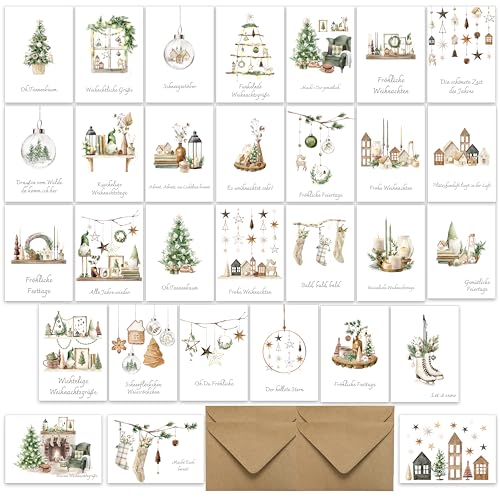 Weihnachtskarten mit Umschlag Set 30 Gemütliche und traditionelle Weihnachten - Klappkarten Weihnachtsgrußkarten Weihnachtskarten mit Umschlag Set 30 Gemütliche und traditionelle Weihnachten - Klappkarten Weihnachtsgrußkarten von the lazy panda card company