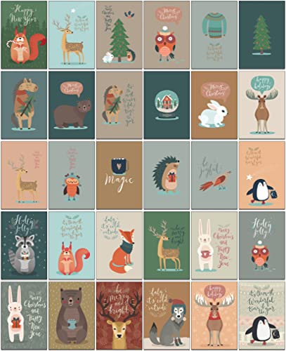 the lazy panda card company 30 Postkarten mit Tieren zu Weihnachten - Weihnachtspostkarten von the lazy panda card company