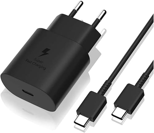 Theoutlettablet® Ladegerät mit Typ-C-Anschluss – Ladegerät kompatibel mit Ulefone Armor Power Armor 24 / X13 / 19T / 19 Note 15 / Note 16 und Pro (Schwarz) 25 W von theoutlettablet