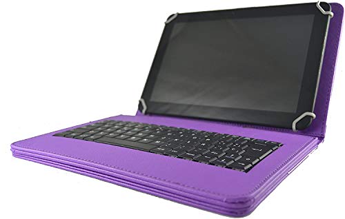 theoutlettablet® Hülle mit abnehmbarer Tastatur in Spanisch (inklusive Buchstabe Ñ) für Tablet TECLAST M30 Pro/TECLAST P20HD 10,1 Zoll - Typ-C, Violett von theoutlettablet