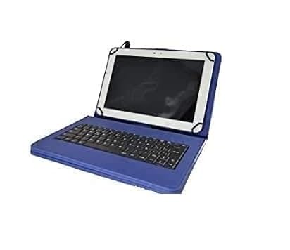 theoutlettablet® Hülle mit abnehmbarer spanischer Tastatur, Typ C (inklusive Buchstabe Ñ), kompatibel mit OUKITEL RT5 RT6 RT7 RT8 RT9 OKT3 OT5 OT6 OT8 OT5s OT11, Blau von theoutlettablet