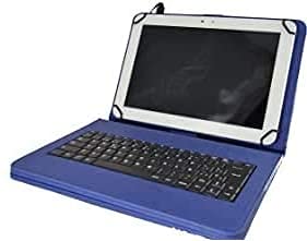 theoutlettablet® Schutzhülle mit abnehmbarer Tastatur in Spanisch (inkl. Buchstabe Ñ) Typ C kompatibel mit Tablet Justyea 10,1 Zoll Farbe Blau von theoutlettablet