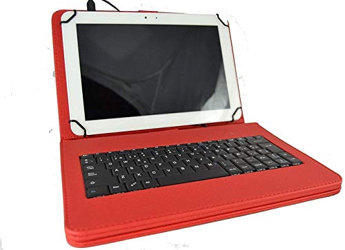 theoutlettablet® Schutzhülle mit abnehmbarer Tastatur in Spanisch (inkl. Buchstabe Ñ) für Tablet LG G Pad 5 10,1 - Typ-C, Rot von theoutlettablet