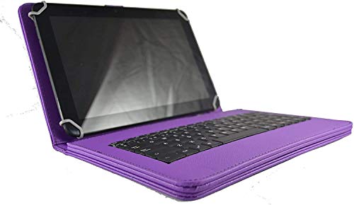 theoutlettablet® Schutzhülle mit abnehmbarer Tastatur in Spanisch (inkl. Buchstabe Ñ) für Tablet Sharp SH-T01 10,1 Typ-C, Violett von theoutlettablet