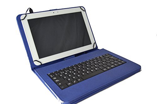 theoutlettablet® Schutzhülle mit abnehmbarer spanischer Tastatur (inklusive Buchstabe Ñ) für LG Gpad V700 10,1 Zoll (25,6 cm) – Blau von theoutlettablet