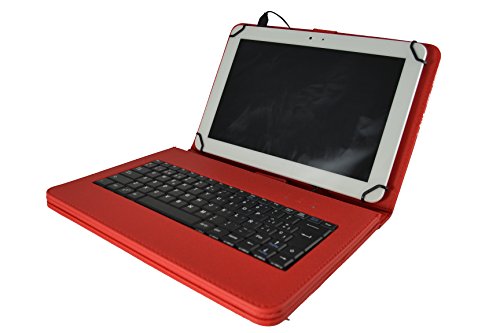 theoutlettablet® Tablet-Schutzhülle mit abnehmbarer Tastatur für bq Edison 3 10,1 Zoll (25,7 cm), Rot von theoutlettablet