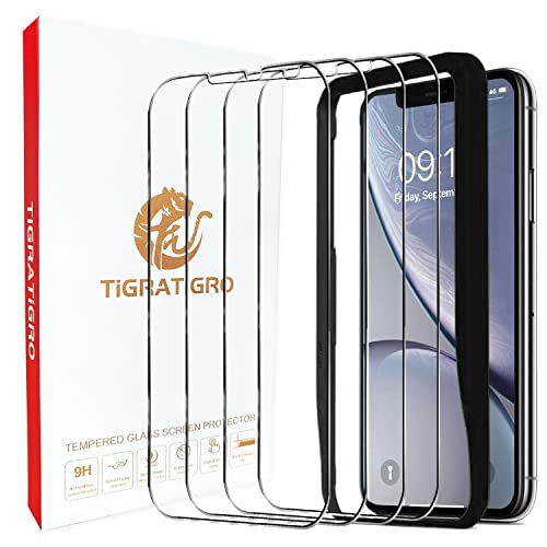 Tigratigro [4 Stück / gehärtetes Glas] für iPhone 11 / iPhone XR Panzerglas (6,1 Zoll)-HD 9H Härte, 0,33 mm, super transparent [mit einfach zu installierenden Werkzeugen] von tigratigro