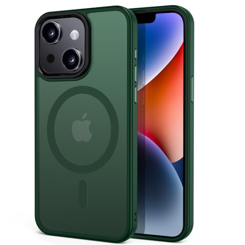 Tigratigro Case for iPhone 14 Compatible with Mag-Safe Transparent Matte Texture Flexible and Anti-Fingerprint Leather-Like Texture (Alpine Green) von tigratigro