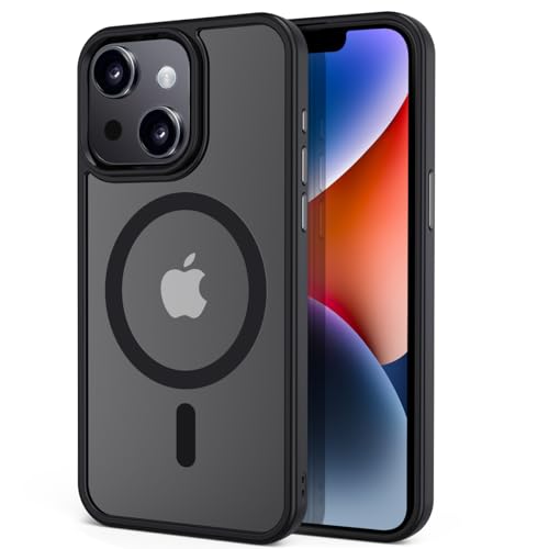 Tigratigro Case for iPhone 14 Plus 6.7 inch, Compatible with Mag-Safe, Transparent Matte Texture, Flexible and Anti-Fingerprint, Leather-Like Texture (Black Graphite) von tigratigro