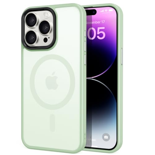 Tigratigro Case for iPhone 14 Pro 6.1 inch, Compatible with Mag-Safe, Transparent Matte Texture, Flexible and Anti-Fingerprint, Leather-Like Texture (Green) von tigratigro