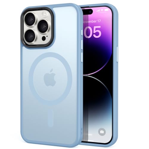 Tigratigro Case for iPhone 14 Pro Max 6.7 inch, Compatible with Mag-Safe, Transparent Matte Texture, Flexible and Anti-Fingerprint, Leather-Like Texture (Light Blue) von tigratigro