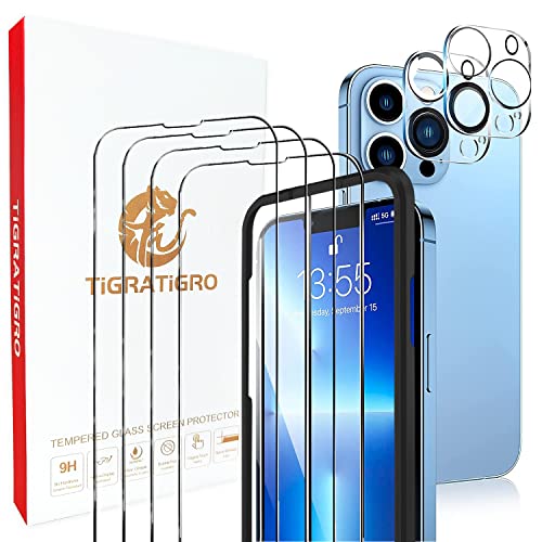 tigratigro [4PCS + 2PCS Schutzfolie für Panzerglas iPhone 13PRO Displayschutzfolie HD 9H Härte, 0,33 mm [mit einfach zu installierenden Werkzeugen] (iPhone 13 Pro) von tigratigro