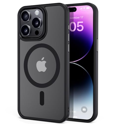 tigratigro Magnetisch Hülle für iPhone 13 Pro Max Kompatibel mit MagSafe, Durchscheinende Matt Handyhülle Rückseite Dünn Stoßfest Schutzhülle(Graphitschwarz) von tigratigro