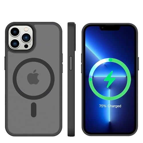 tigratigro Magnetisch Hülle für iPhone 12 Pro Max Kompatibel mit MagSafe, Durchscheinende Matt Handyhülle Rückseite Dünn Stoßfest Schutzhülle(Graphitschwarz) von tigratigro