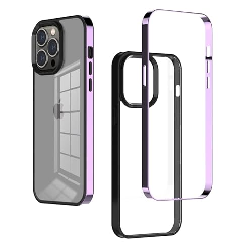 tigratigro Schutzhülle für iPhone 14, Kompatibilität, Galvanischer Rahmen, TPU+PC, transparent, stoßfest, super langlebig (iPhone 14 Pro, Lavendel) von tigratigro